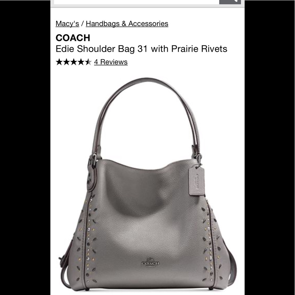SOLD - Gray Coach Edie with Rivets